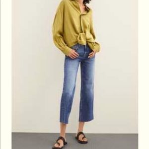 Zara yellow oversized denim blouse